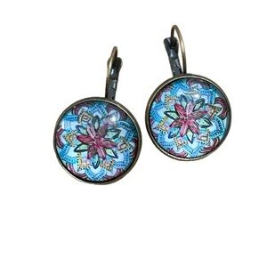 BOHO Glass Bubble ROUND DROP LEVERBACK EARRINGS #114